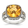 thumbnail image 1 of Shey Couture Sterling Silver with 14K Accent Antiqued Cushion Citrine Ring, 1 of 7