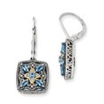 thumbnail image 1 of Shey Couture Sterling Silver with 14K Accent Antiqued Diamond and Marquise Blue Topaz Leverback Earrings 14k/Silver Two-Tone Earrings, 1 of 1