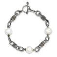 thumbnail image 1 of Shey Couture  Sterling Silver with 14K Accent 7.5 Inch Antiqued 10-10.5mm Freshwater Cultured Pearl Bracelet, 1 of 4