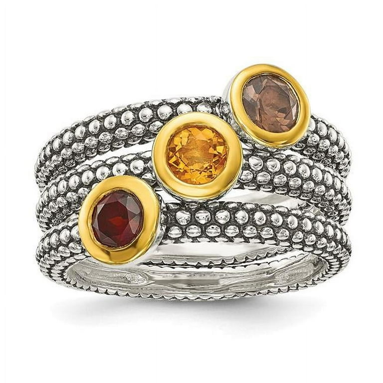 Round Smoky Quartz Stackable Ring Sterling Silver Round Smoky Quartz Stackable Ring Sterling Silver