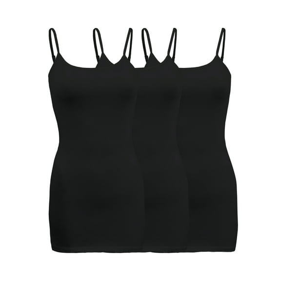 ShezPretty 3-Pack - Women's Basic Cami with Adjustable Spaghetti Straps Tank Top (3XLarge, Black/Black/Black)