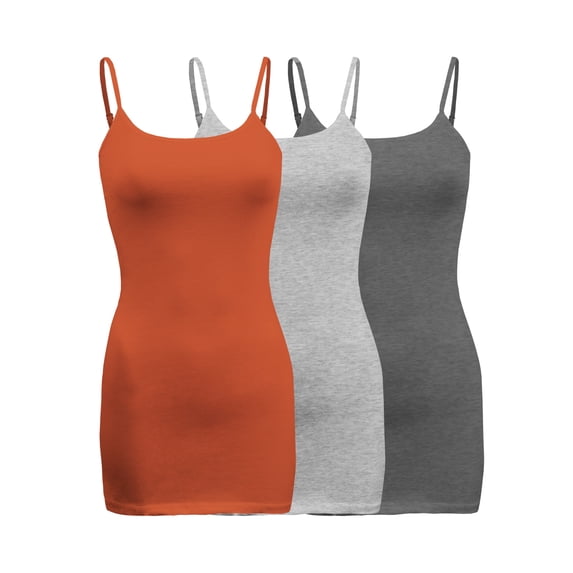 ShezPretty 3-Pack - Women's Basic Cami with Adjustable Spaghetti Straps Tank Top (3XLarge, Copper/H.Grey/Charcoal Grey)