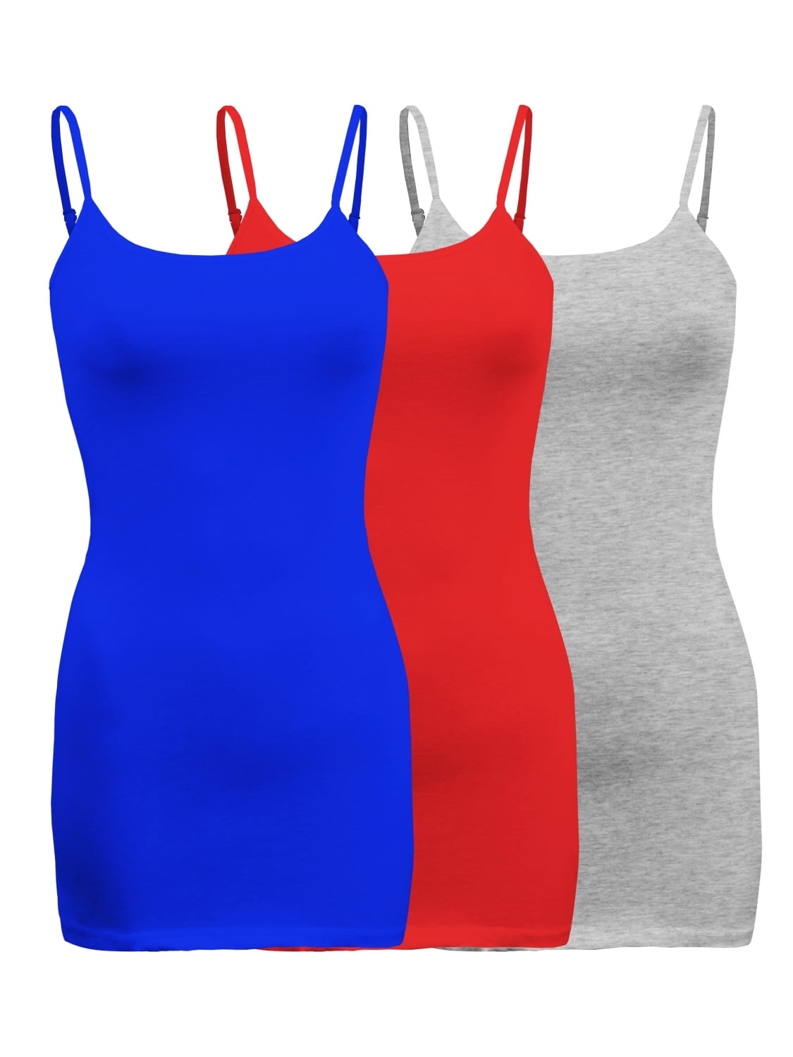 ShezPretty 3-Pack - Women's Basic Cami with Adjustable Spaghetti Straps Tank Top (3XLarge, Royal