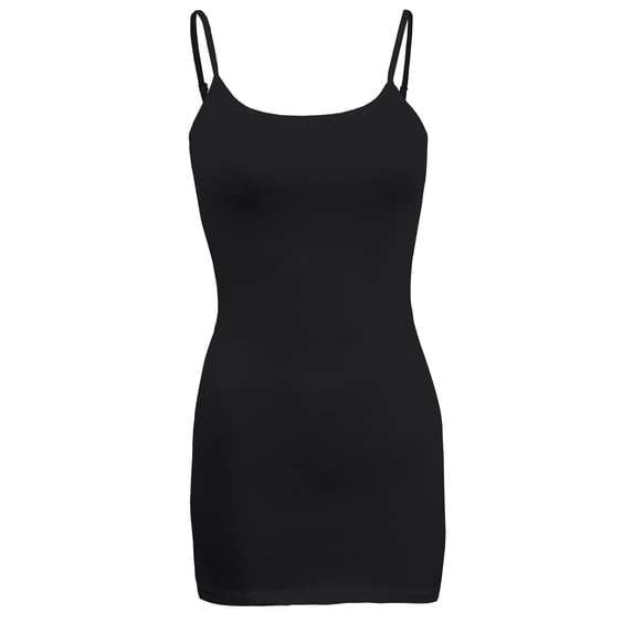 ShezPretty Women's Basic Cami with Adjustable Spaghetti Straps Tank Top (2XLarge, Black)