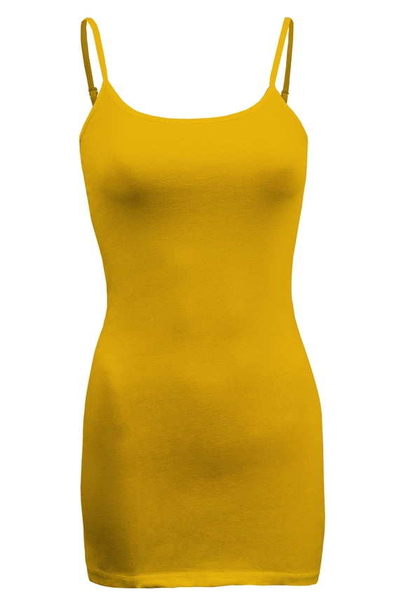 Women's Basic Cami with Adjustable Spaghetti Straps Tank Top (2XLarge, Mustard)