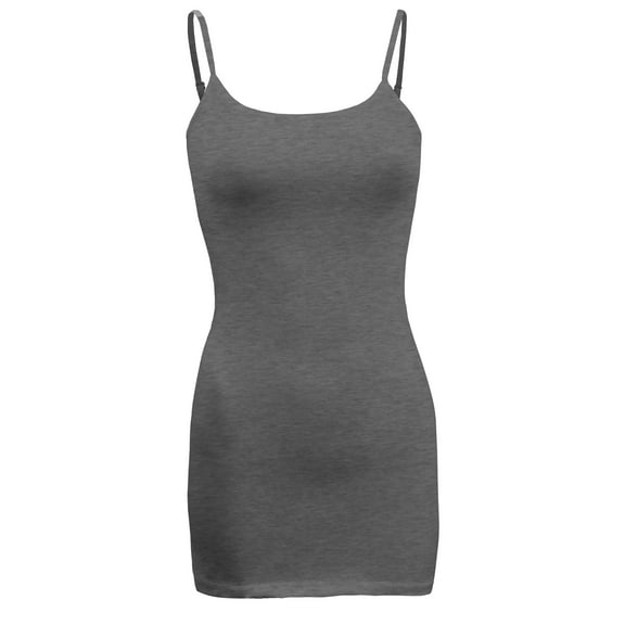 ShezPretty Women's Basic Cami with Adjustable Spaghetti Straps Tank Top (Large, Charcoal Grey)