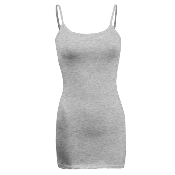 ShezPretty Women's Basic Cami with Adjustable Spaghetti Straps Tank Top (Medium, H. Grey)