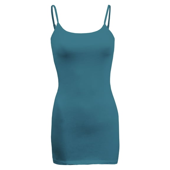 ShezPretty Women's Basic Cami with Adjustable Spaghetti Straps Tank Top (Small, Dusk Teal)