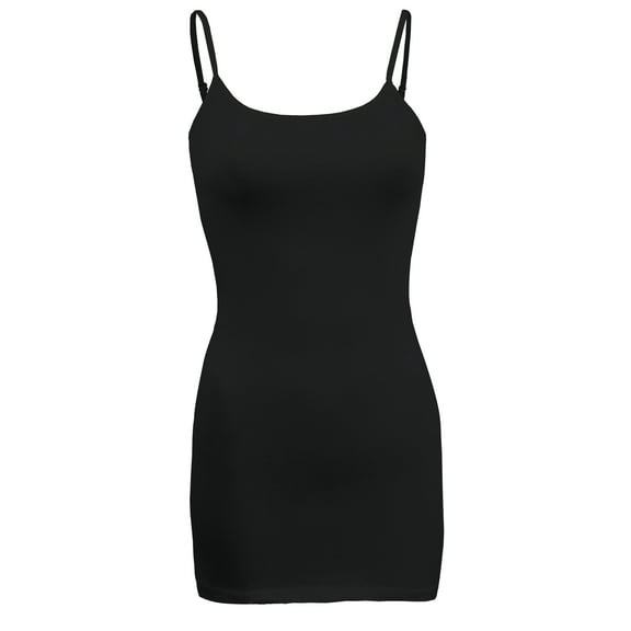 ShezPretty Women's Basic Cami with Adjustable Spaghetti Straps Tank Top (XLarge, Black)