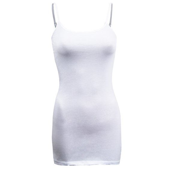 ShezPretty Women's Basic Cami with Adjustable Spaghetti Straps Tank Top (XLarge, White)