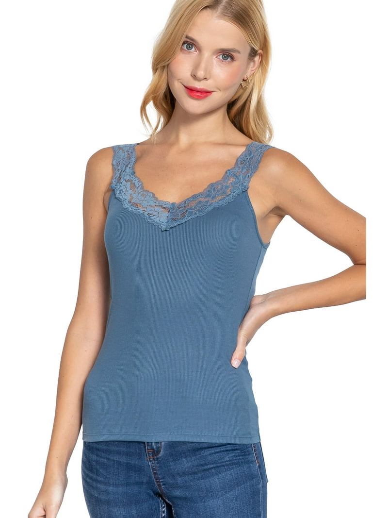 ShezPretty Women's Cami Tank Top Stylish V- Neck Trimmed