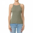 thumbnail image 1 of ShezPretty Women's High Halter Neck Ribbed Halter Racerback Tank Top (Medium, LIGHT OLIVE), 1 of 4