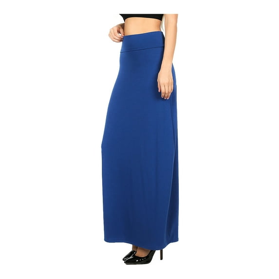 ShezPretty Women's Premium Fold Over High Waist Long Floor Length Maxi Skirt 