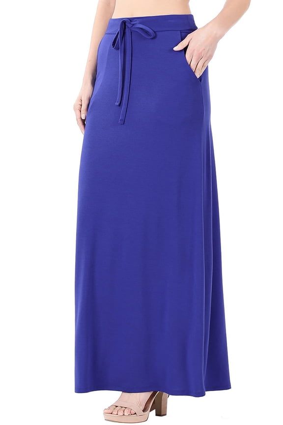 Women's Premium Fold Over High Waist Long Floor Length Maxi Skirt 