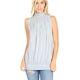 thumbnail image 1 of ShezPretty Women's Sleeveless High Mock-Turtleneck Pleated Top with Waistband (Medium, LIGHT GREY), 1 of 2