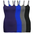 thumbnail image 1 of ShezPretty Womens & Juniors Basic Solid Long Length Adjustable Spaghetti Strap Camisole Tank Top (4PK - Large, Purple/Royal Blue/Charcoal Grey/Black), 1 of 1