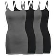 thumbnail image 1 of ShezPretty Womens & Juniors Basic Solid Long Length Adjustable Spaghetti Strap Camisole Tank Top (4PK - XLarge, Charcoal Grey/Black/Charcoal Grey/Black), 1 of 5