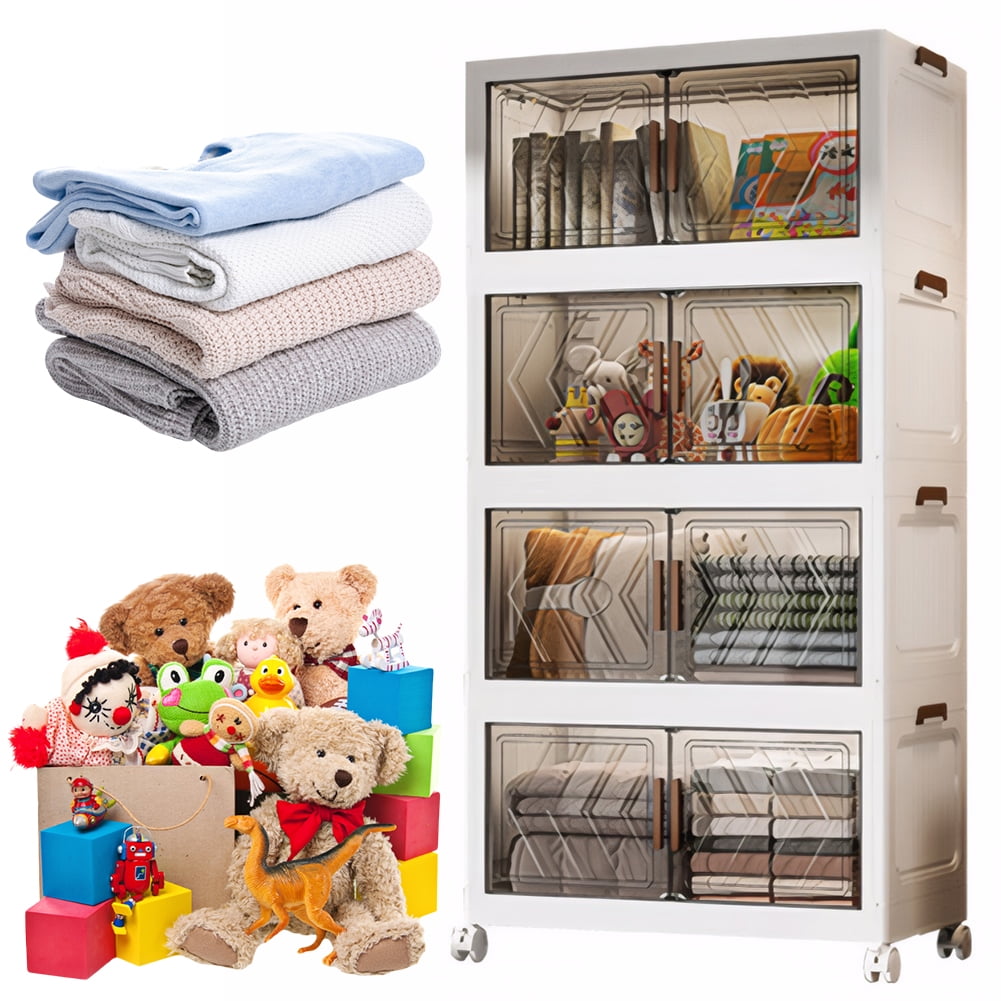 Shgeyfdj Four-Tier Stackable Storage Box - Modern Style Storage Cabinet ...