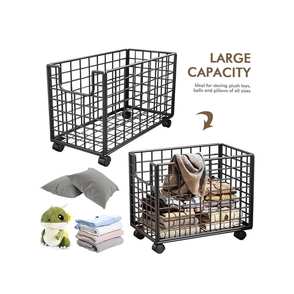 Shgeyfdj Rolling Stuffed Animal Organizer Large Toy Box Clothes Storage for Nursery, Play Room, Bedroom, Plush Toy Holder