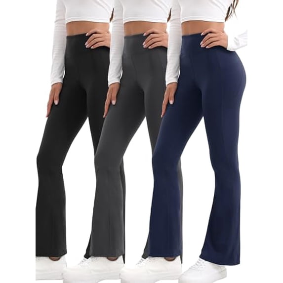 Shgiloo 3PCS Women’s High Waist Tummy Control Flare Leggings with Pockets