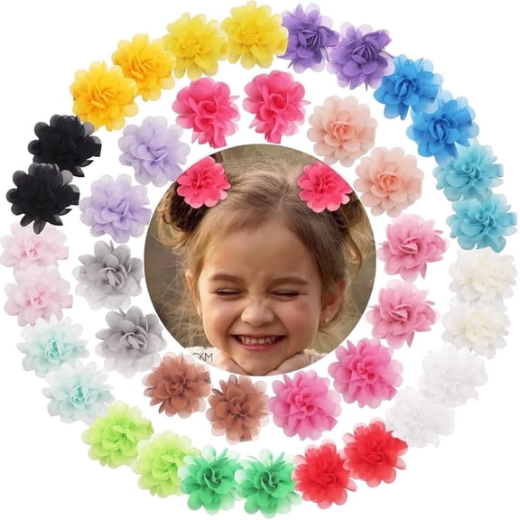 Shgiloo 40 PCS Baby Hair Clips 2" Baby Girls Fully Lined Baby Bows Tiny Hair Clips for Baby Girls Infants Toddlers in Pairs