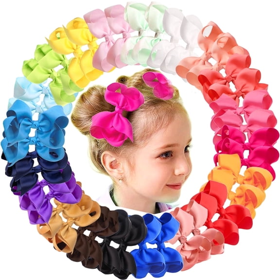 Shgiloo 40Pcs 4.5 inch Baby Hair Bows Alligator Clips Grosgrain Ribbon Big Bows Clips For Girls Toddlers Kids