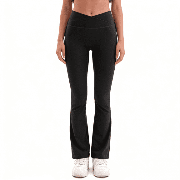 Shgiloo Women's Flare Yoga Leggings,Crossover High Waisted Tummy Control Bootcut Leggings Soft Stretchy Non SeeThrough Workout Casual