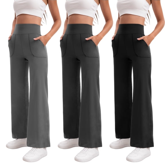 Shgiloo Womens Wide Leg Yoga Pants Casual Work Dress Pants Lounge Sweatpants High Waist Comfy Loose Trousers with Pockets