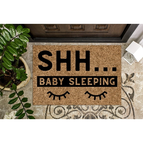 Shh Baby Sleeping | Baby Shower Gift | Funny Door mat rug | New Mom | Doormat | Funny Gift | Home Doormat | New Baby | Don't Ring Bell