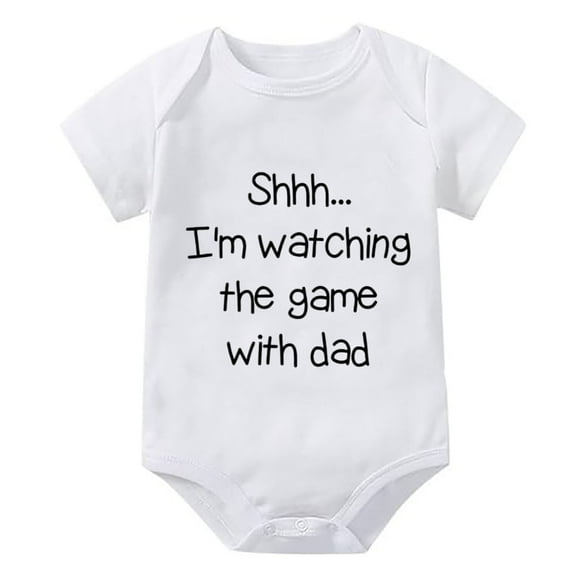 Shh I'm Watching The Game With Dad Neutral Baby Bodysuit Short Sleeve Baby Boy Going Home Outfit Summer White 0-3 Month Girl
