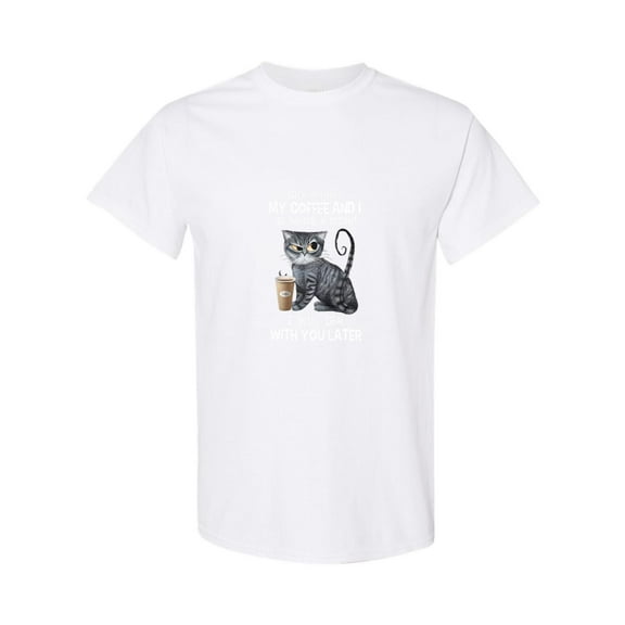 Shh My Coffee Is Having A Moment Funny Cat Caffeine Lover Pet Animal Humor T-Shirt V50596, for men & women, up to size 5XL