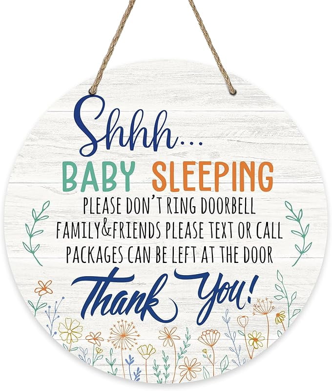 Baby Sleeping Door Sign - 12 Inch Wood Hanging Sign, 'Do Not Disturb' For Nursery, New Parent Gift - View #5