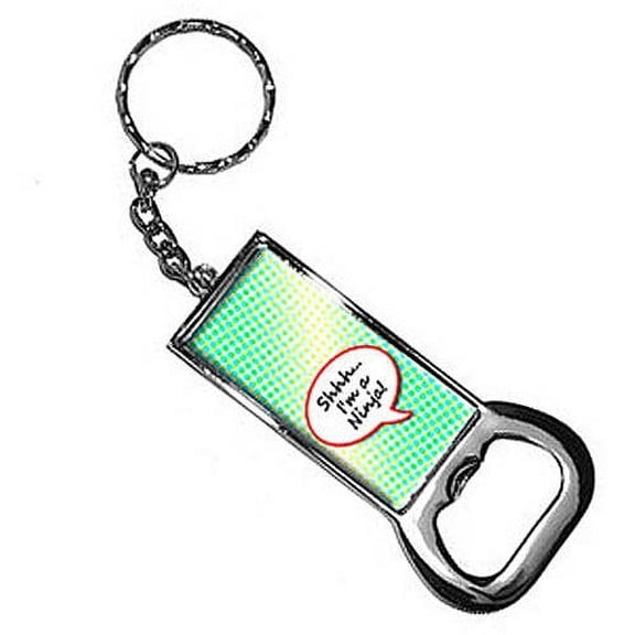 Shhh I'm A Ninja Comic Talk Bubble Keychain Key Chain Ring Bottle Bottlecap Opener