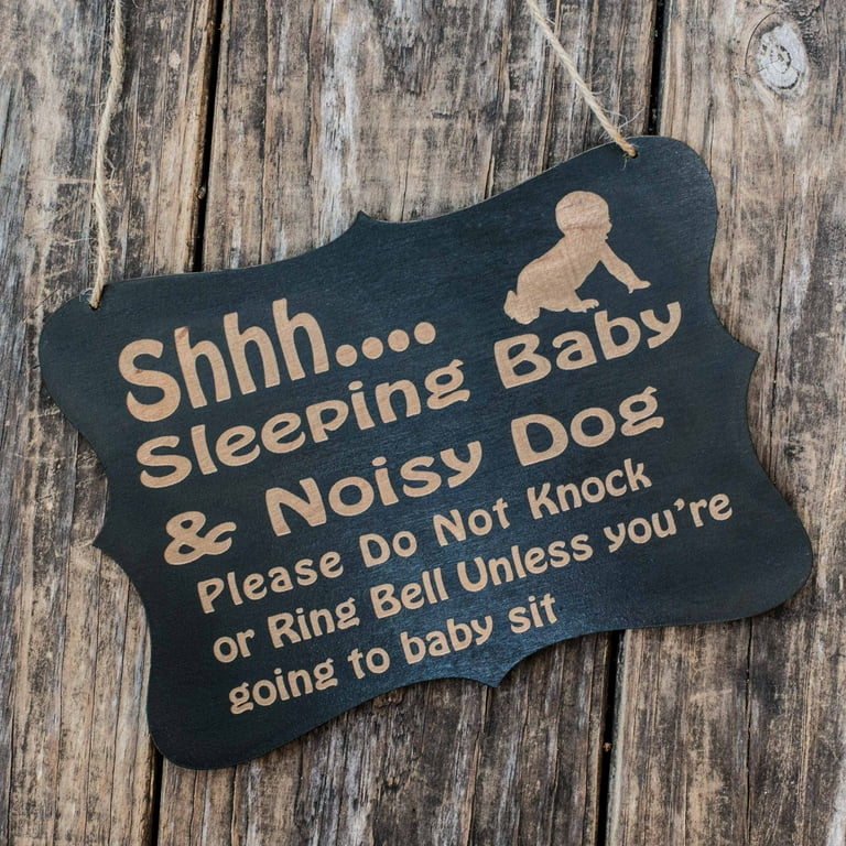 Shhh Sleeping Baby Door Sign 9x6.5in Painted Wood Shhh Sleeping Baby Door Sign 9x6.5in Painted Wood