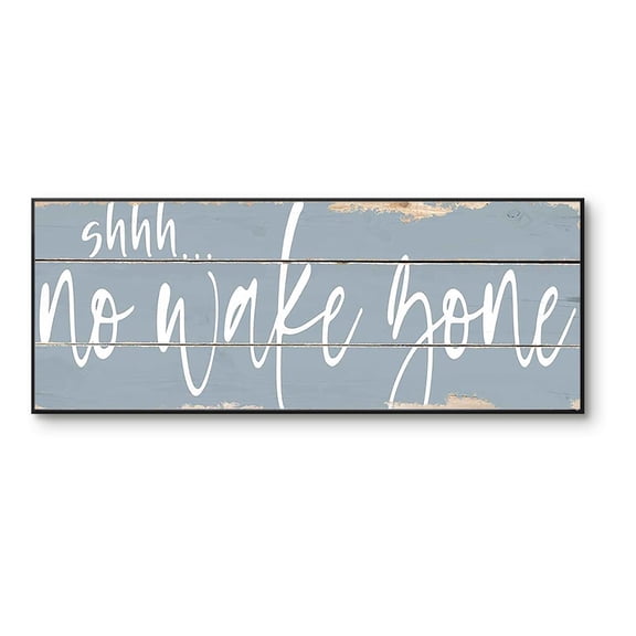 Shhh... No Wake Zone Canvas Wall Art, Lake House Boating Quote Print, Rustic Lake Decor for Cabin Living Room Bedroom, Unframed Canvas Artwork 40x14inch