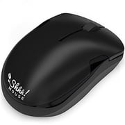 ShhhMouse Wireless Silent Noiseless Clickless Mobile Optical Mouse with USB Receiver and Battery Included, Portable and Compact, for Notebook, PC, Laptop, Computer, MacBook Black