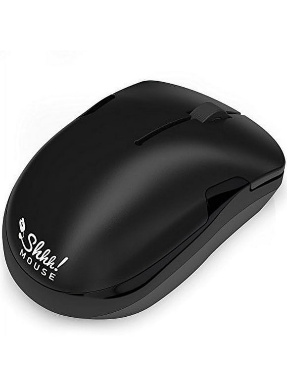 ShhhMouse Wireless Silent Noiseless Clickless Mobile Optical Mouse with USB Receiver and Battery Included, Portable and Compact, for Notebook, PC, Laptop, Computer, MacBook (Black)