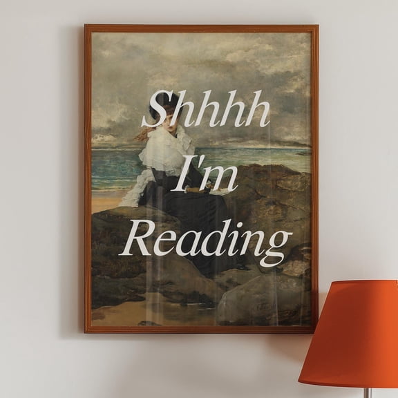 Shhhh I'M Reading, Altered Print, Maximalist Art, Eclectic Apartment Decor, Wall Art, Modern Wall Decor, 8x12 UNFRAMED