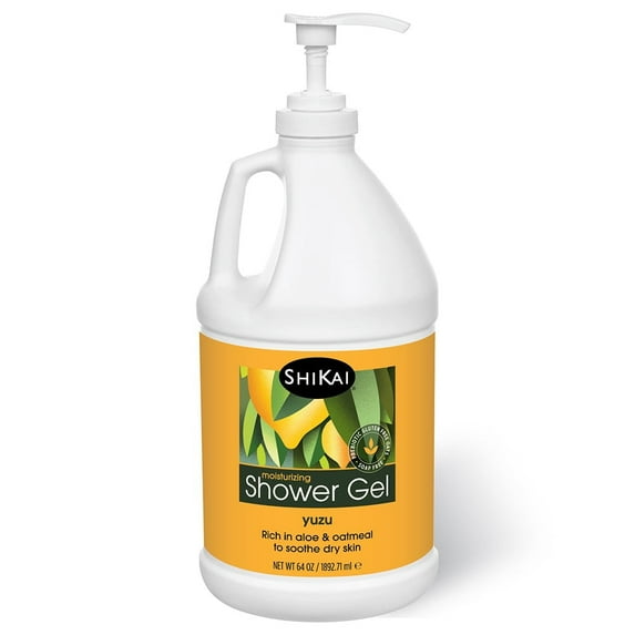 ShiKai Daily Moisturizing Shower Gel Yuzu 64 oz | Gentle Soap-Free Body Wash for Dry & Sensitive Skin | Hydrating Aloe Vera & Oatmeal | Plant-Based Cleanser with Refreshing Citrus Scent