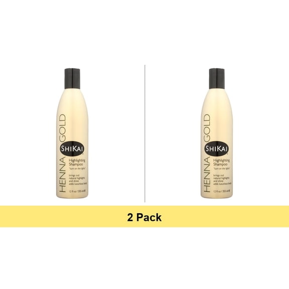 ShiKai Henna Gold Highlighting Shampoo 2-Pack (12 oz Each) | Enhances Natural Highlights & Shine