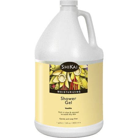 ShiKai Daily Moisturizing Shower Gel Vanilla 1 Gallon | Hydrating Body Wash with Aloe Vera & Oatmeal | Gentle Soap-Free Cleanser for Dry Skin