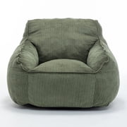 ShiKeyi Giant Bean Bag Chair, Comfy Memory Foam Lazy Sofa for Adults and Teens, Premium Cozy Floor Chair Lounger for Living Room, Bedroom and Dorm, Corduroy-Green