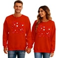 thumbnail image 1 of ShiShine 1PC Womens Mens Heart Print Sweatshirt Romantic Love Graphic Valentine Shirts Long Sleeve Lightweight Pullover Top, 1 of 9