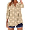 thumbnail image 1 of ShiShine 2025 Fall Tops for Women 3/4 Length Sleeve Tshirts Floral Print V Neck Workout Button Down Shirt, 1 of 5