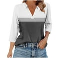thumbnail image 1 of ShiShine 3/4 Length Sleeve Womens Tops Shirts for Women V Neck Trendy Work Clothes Ladies Fashion 2025 Fall Trendy Outfits, 1 of 7