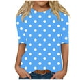 thumbnail image 1 of ShiShine 3/4 Sleeve Shirts for Women Polka Dot Crewneck Business Casual Tops Loose Work Blouses, 1 of 5