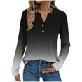 thumbnail image 1 of ShiShine 3/4 Sleeve T Shirts for Women Gradient Color Button Down Tshirt V Neck Casual Loose Tunic Tops Dressy Shirts, 1 of 6