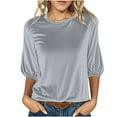 thumbnail image 1 of ShiShine 3/4 Sleeve Top for Women Fall Fashion 2025 Dressy Casual Puff Sleeve Tops Loose Crewneck Shirt, 1 of 6