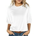 thumbnail image 1 of ShiShine 3/4 Sleeve Top for Women Fall Fashion 2025 Dressy Casual Puff Sleeve Tops Loose Crewneck Shirt, 1 of 6