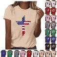 thumbnail image 1 of ShiShine American Flag T Shirt For Women 4th Of July Graphic Tee Patriotic Flower Print Short Sleeve Summer Tops Independence Day Shirt, 1 of 5